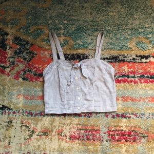 Blue & white striped tie top